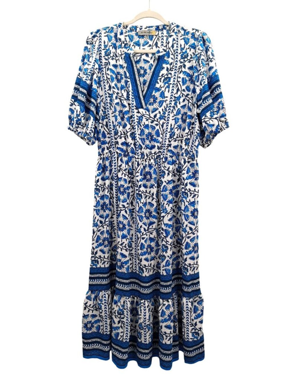 Figueroa & Flower Blue & White Floral Midi Dress Size XL